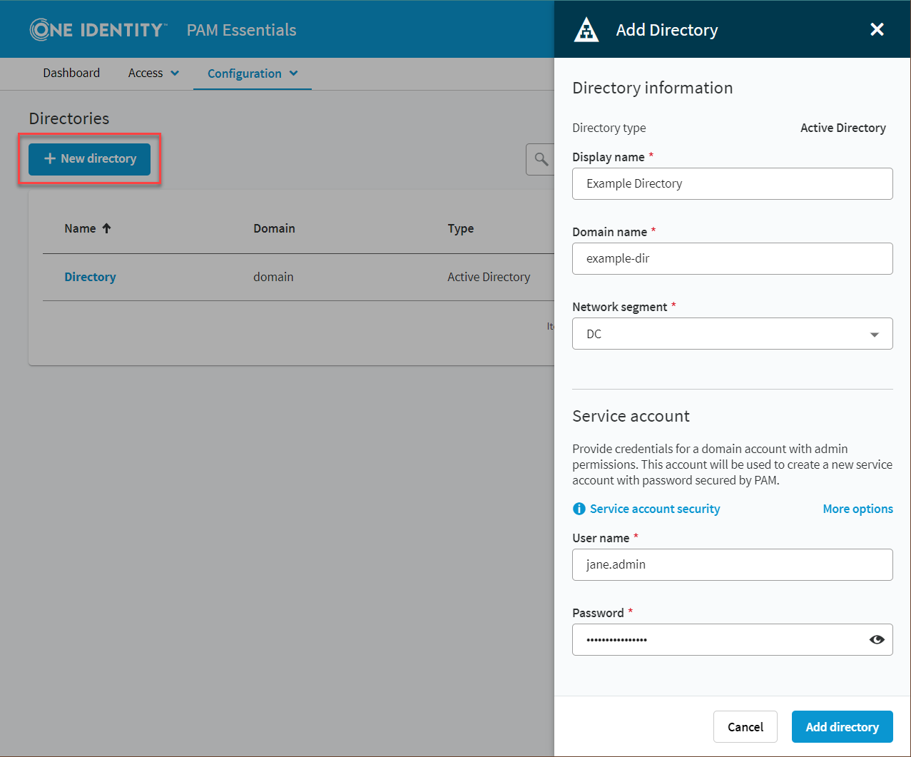 Directories - Add Directory