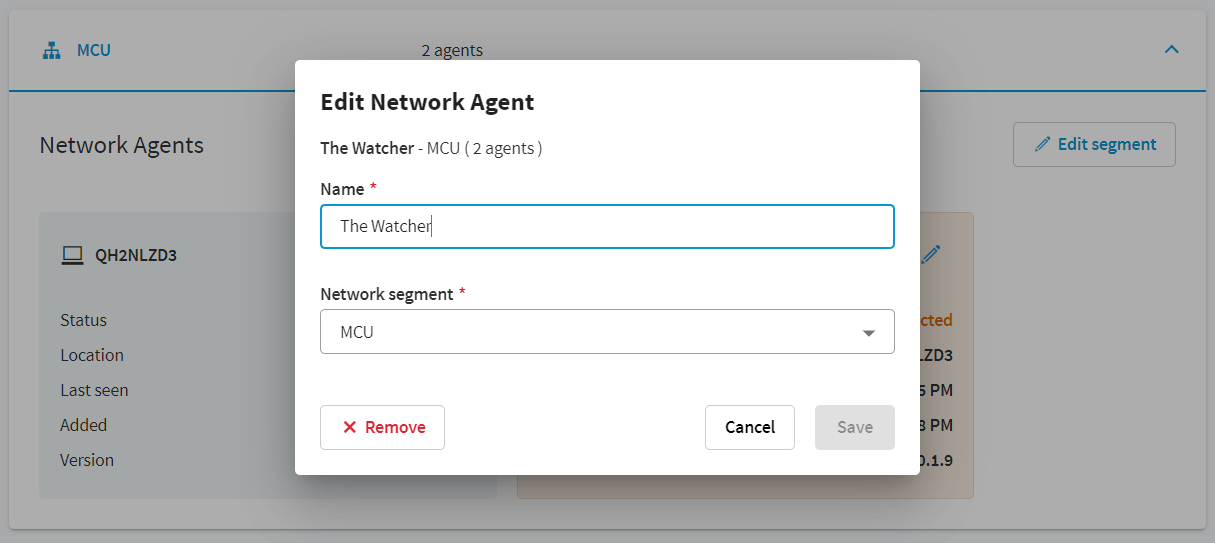 Edit Network Agent