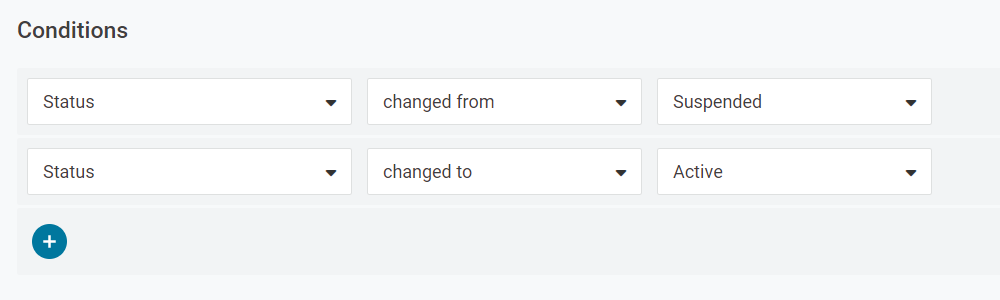 Status changed from Suspended AND Status changed to Active
