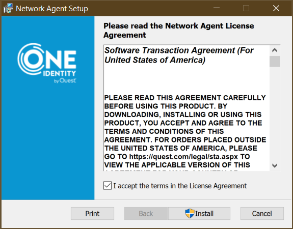 Network Agent Setup - Install