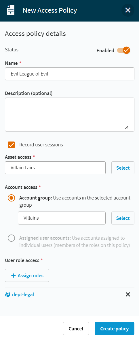 New Access Policy
