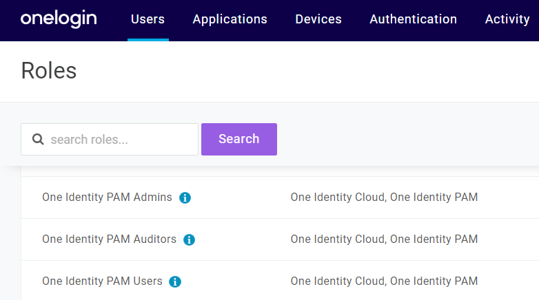 OneLogin Admin Portal - Roles