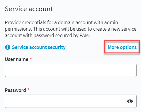 Service account - More options
