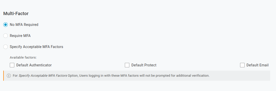 Settings - Multi-Factor