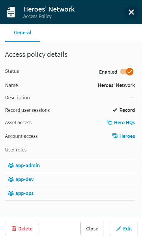 Access policy details