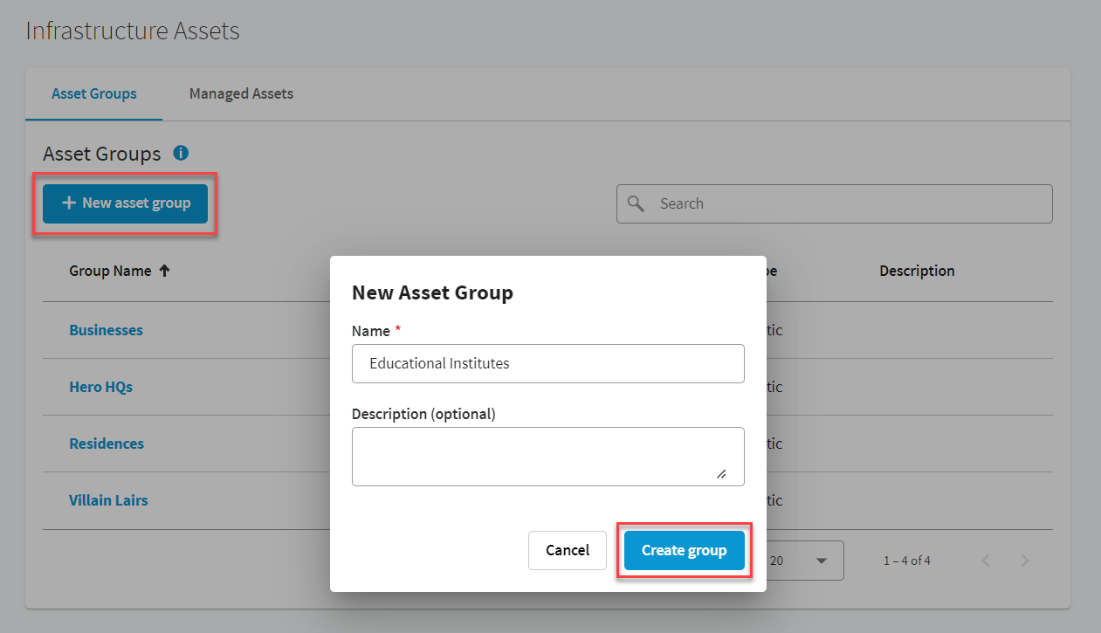 Asset Groups - New Asset Group